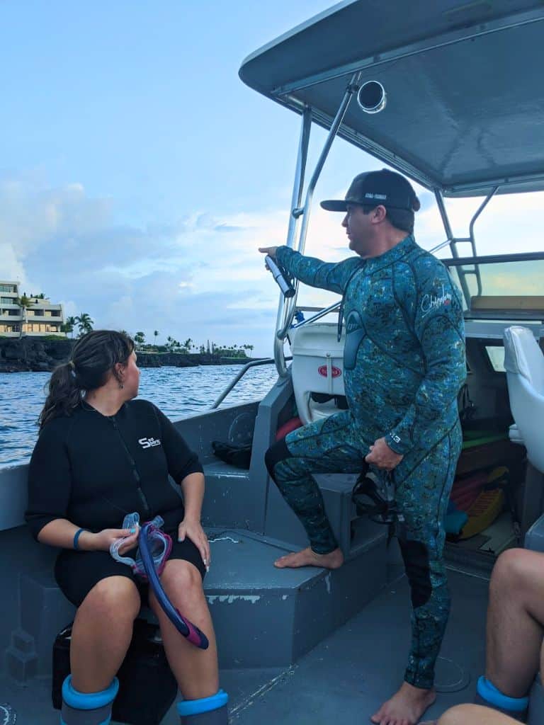 My manta ray snorkel tour guide on the boat out