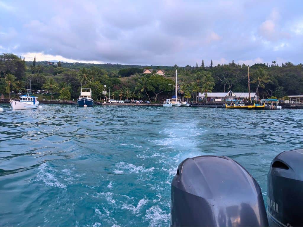 View of Keauhou Bay as we left for manta ray snorkeling