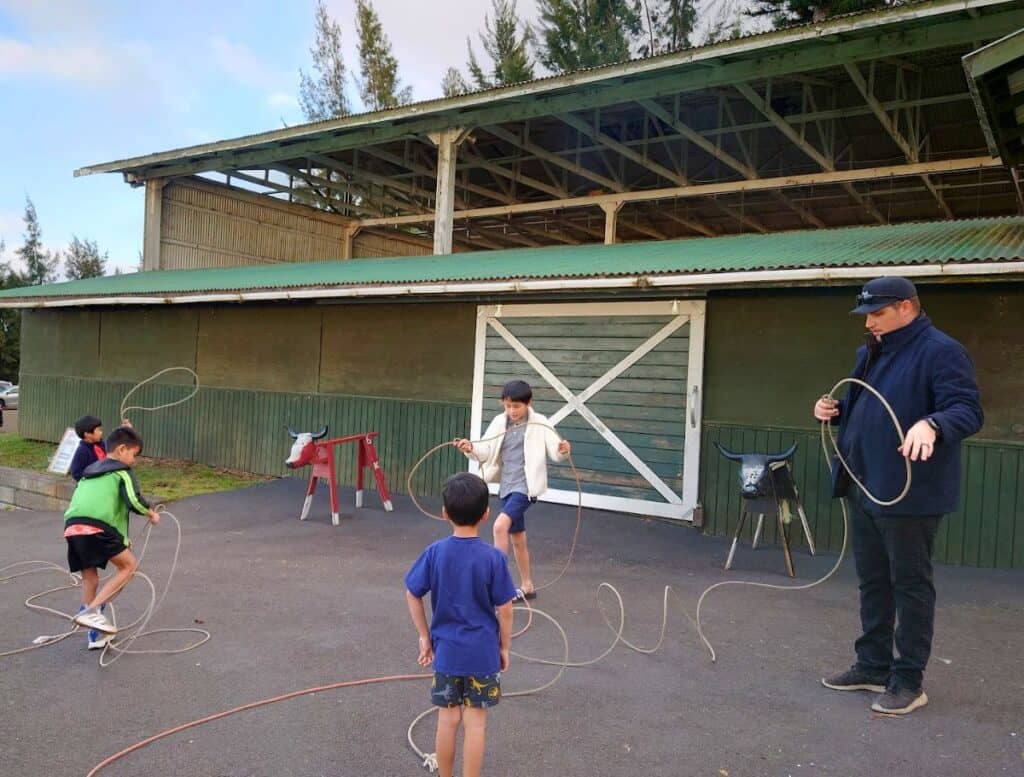 kids Learning how to lasso at the Paniolo BBQ