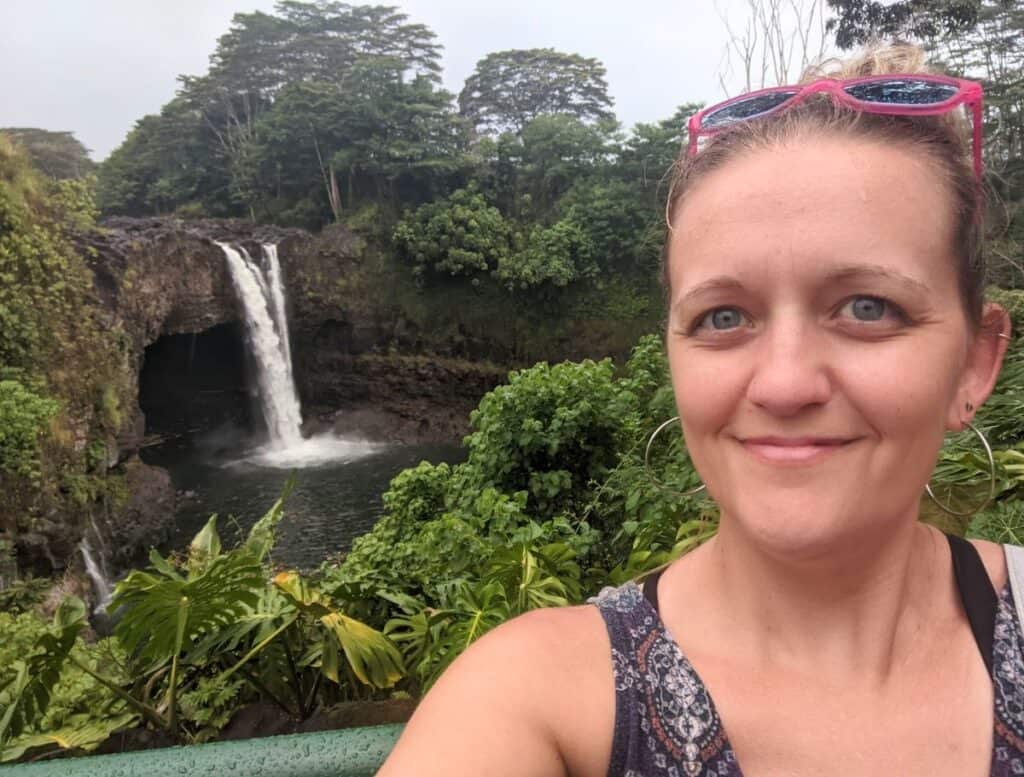 selfie of me at Rainbow Falls, a free waterfall