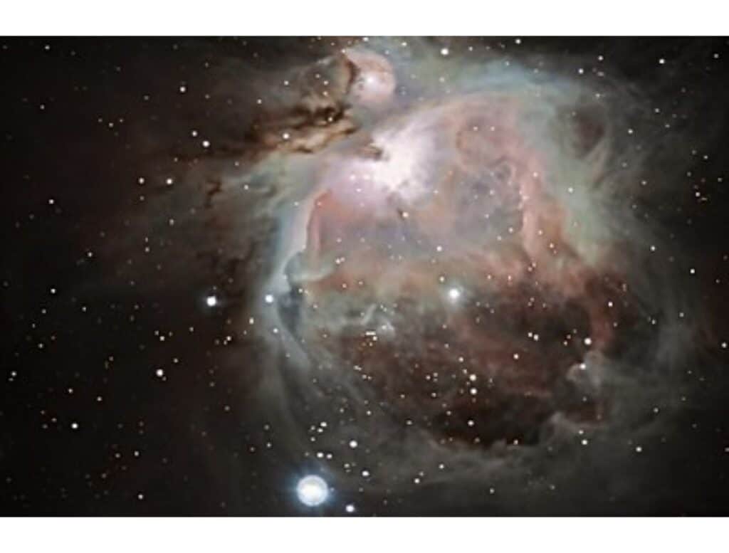 colorful nebula in space taken with telescope