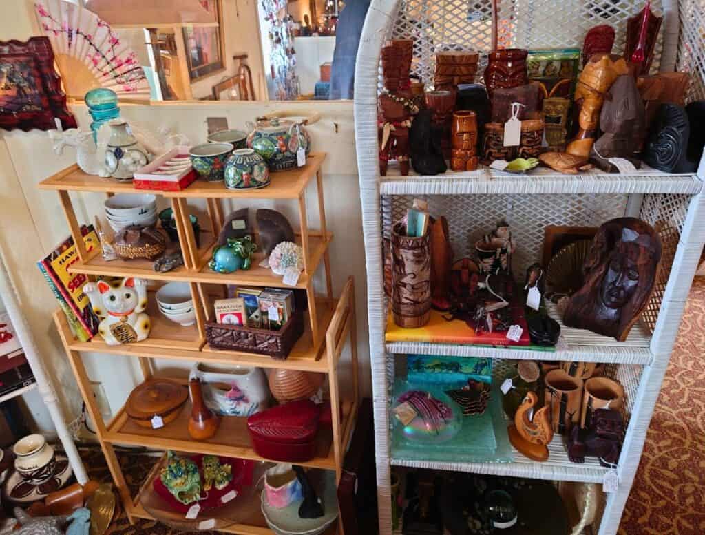shelves of Antiques at Calabash Collectibles