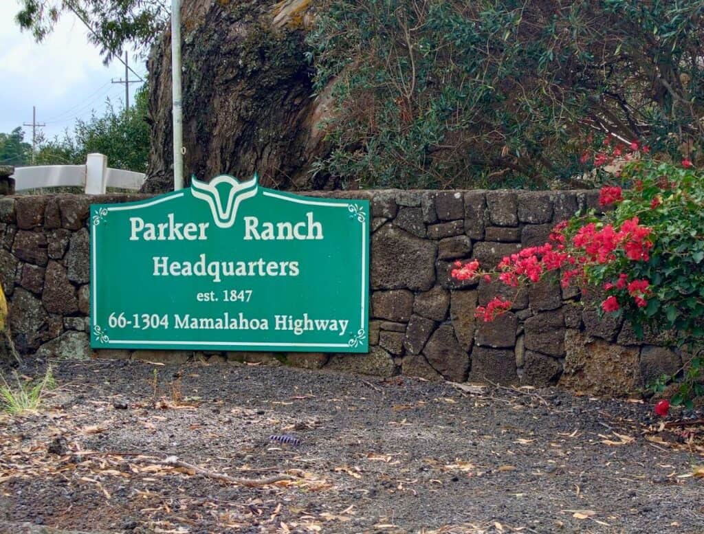 Entrance sign to Parker Ranch