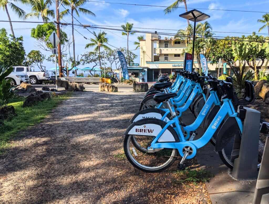 HIBike rental station at Magic Sands Beach