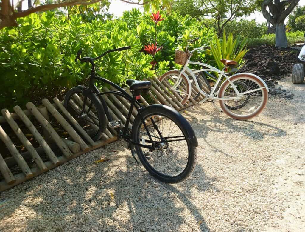 Complimentary Resort Bikes parked at rack