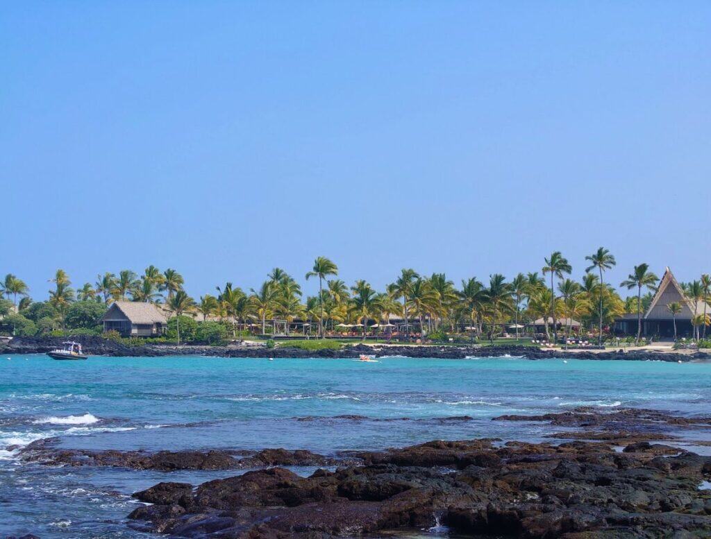View of Kona Village Resort Across Kahuwai Bay