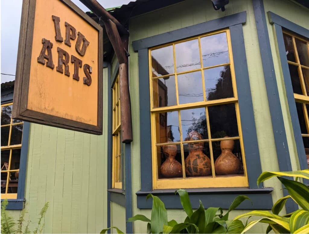 Ipu Arts window with gourds in the window